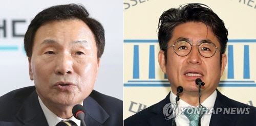 손학규 바른미래당 중앙선거대책위원장(왼쪽)과 박종진 서울 송파을 국회의원 재선거 후보. 사진=연합뉴스